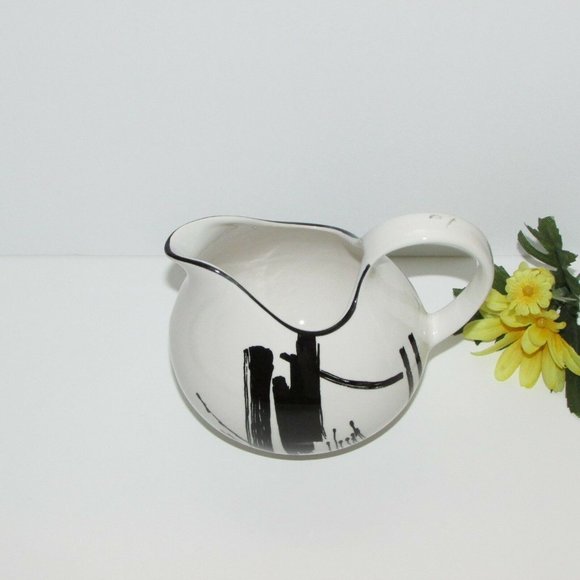 Vintage Sango CALLIGRAPHY Creamer LARRY LAZLO Collection Black Brush Strokes - Picture 4 of 9